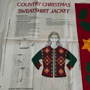 Dream Spinners Country Christmas Sweatshirt Jacket Cut & Sew Fabric Panel NEW